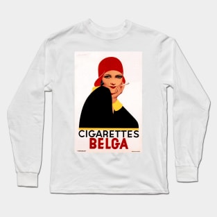 CIGARETTES BELGA Art Deco Advertising Belgian Tobacco Cigar Vintage Long Sleeve T-Shirt